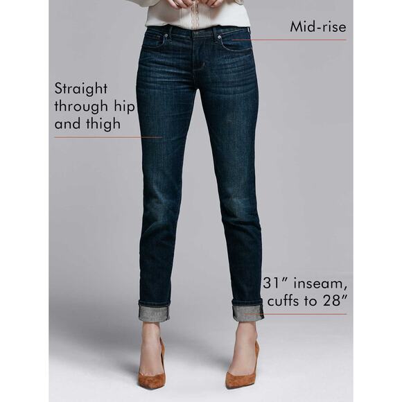 Banana Republic Plus Premium Denim Girlfriend Mid-Rise Dark Wash Jeans Size 33s - Picture 8 of 10